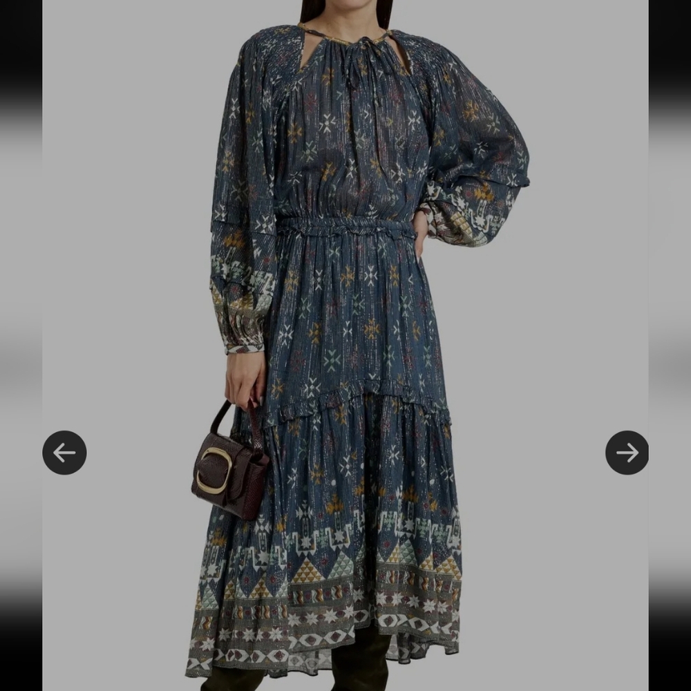 Isabel Marant Pink Floral Sheer Long-Sleeve Midi Dress - Picture 3 of 11